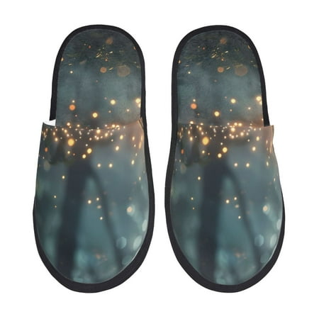 

Adobk Magical Butterfly In Forest Print Slippers Indoor Outdoor Retro Slippers House Soft Fluffy Slides Cushion Furry Slippers-Large
