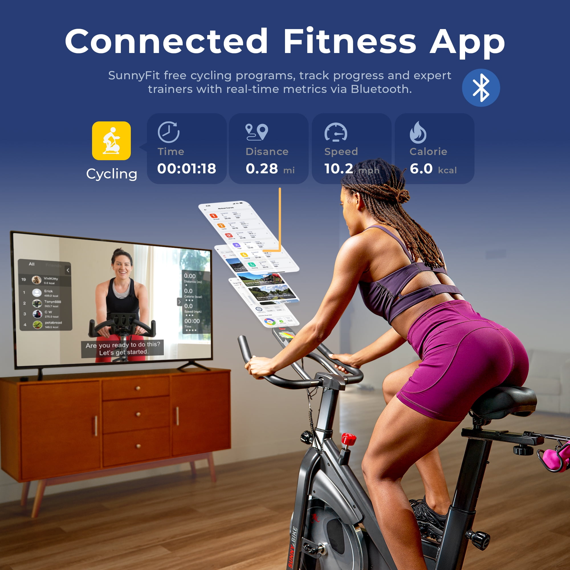 Exercise Bike Sunny Health Fitness Indoor Recumbent Cycling Bike