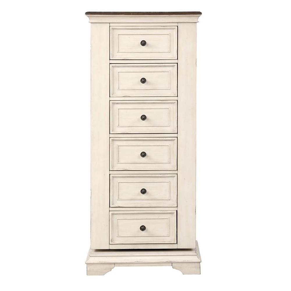 New Classic Furniture Anastasia 6-Drawer Wood Chest with Mirror, White