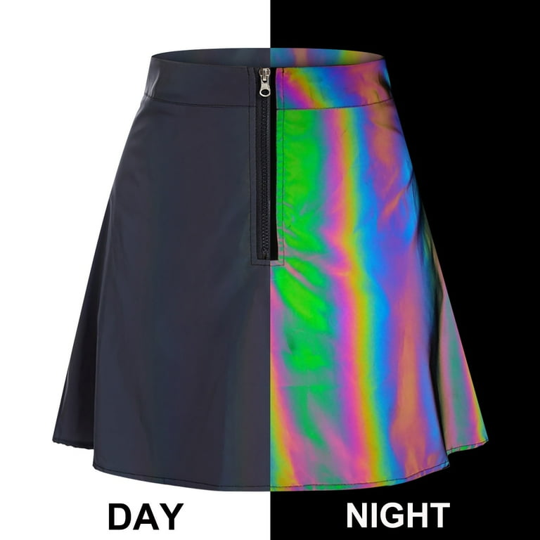 Reflective Zip-Up Mini Skirt