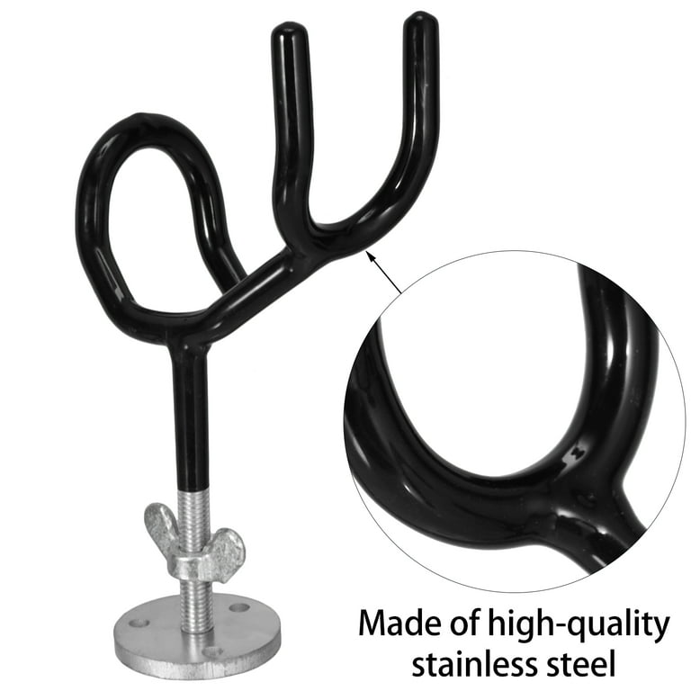 2pcs Steel Rod Holder with Mounting Base Steel Wire Fishing Pole Holder (Black), Size: 20x11 cm