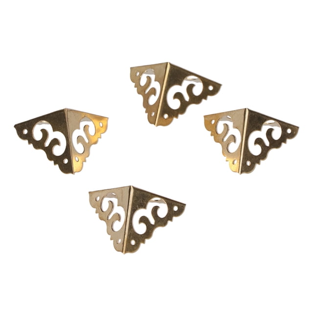 QIILU 4Set Box Corner Protector Brass Luggage Edge Safety Guard Cover Hardware Accessory,Box Edge Cover,Box Corner Protector