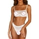 thumbnail image 2 of Gibobby Conjunto Lencería Tanga Y Bralette Ropa interior de malla Sujetador Conjunto de malla Breve Lencería de mujer Bralette Sexy Wire Sexy(Blanco, M), 2 of 5