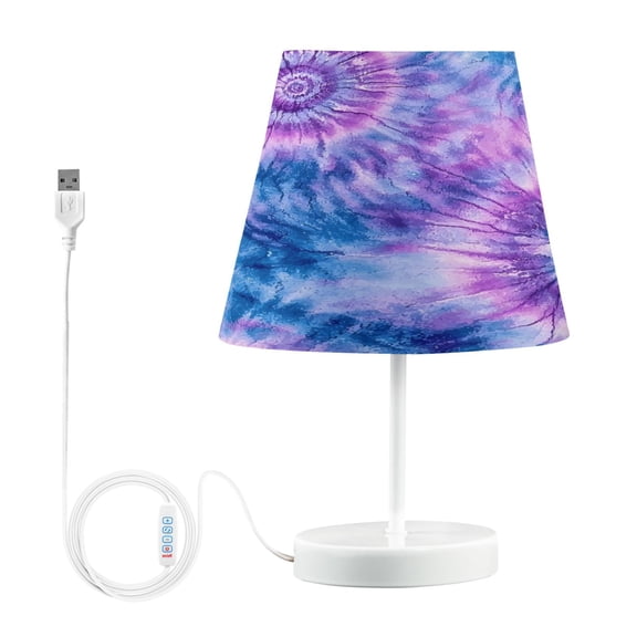 Ryvnso LED Bedside Table Lamp Tie-dye Purple-p6 Bedroom Desk Lamps Nightstand Lampshade M