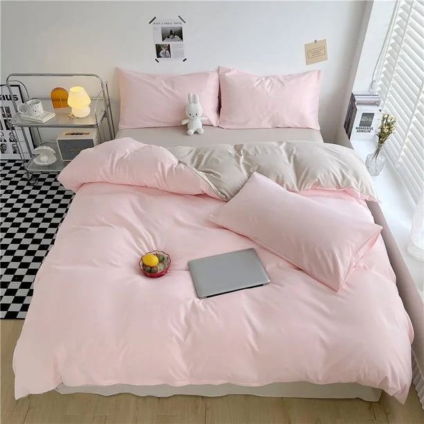 100% Algodón Funda Nórdica, Piezas de color sólido Juego de cama, 1 funda de edredón y 2