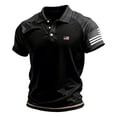 thumbnail image 2 of Men's Patriotic Tactical Polo Shirt with American Flag Sleeve Patch and Color Block Design Featuring Short Sleeve Turn-Down Collar Dark Gray XXXXXL, 2 of 4