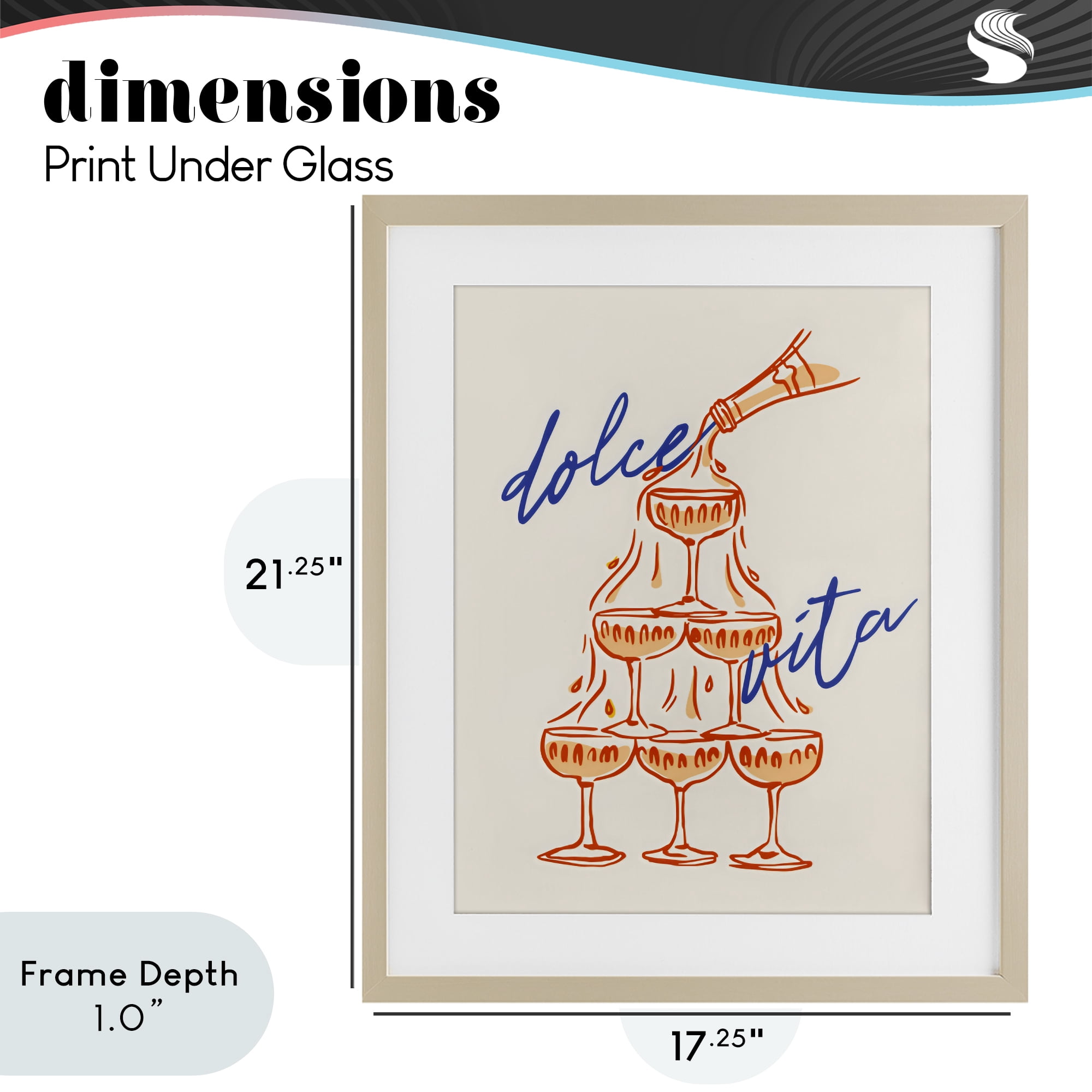 Stupell Industries Dolce Vita Champagne Tower Birch Framed Print Under Glass, design by The Prints Vibe