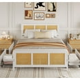 thumbnail image 2 of GloryStar Boho Rattan Bed Frame with Headboard, Full/Queen Size Platform Bed with 4 Storage Drawers, Metal Slats Support, Noise-Free Design, 2 of 8
