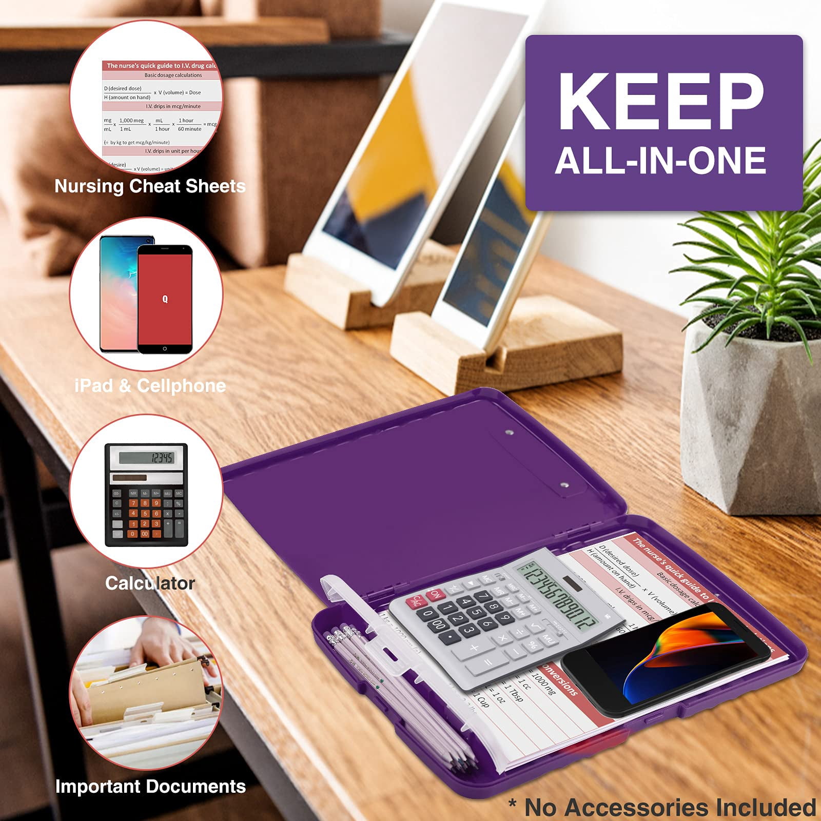 Clipboard With Storage  Clip Board 8.5 X 11 Pen Holder Plastic Organization Case Box For Letter Legal A4 Size Paper Low Profile Teachers Haves School & Office Supplies