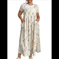 thumbnail image 1 of Vestido de Verano para Mujer, Talla Grande, Informal, Sin Mangas, con Tirantes Finos, para Playa Flores de Albaricoque 4XL, 1 of 7