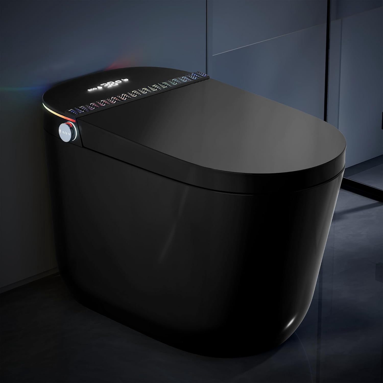 WinZo Smart Toilet,Modern Smart Toilet with Bidet Built In with Foot Sensor,Tankless Toilets Auto Open/Close Lid with Dryer,ADA Comfort Height Heat Seat,Instant Warm Water,Power Outage and Flush Blac