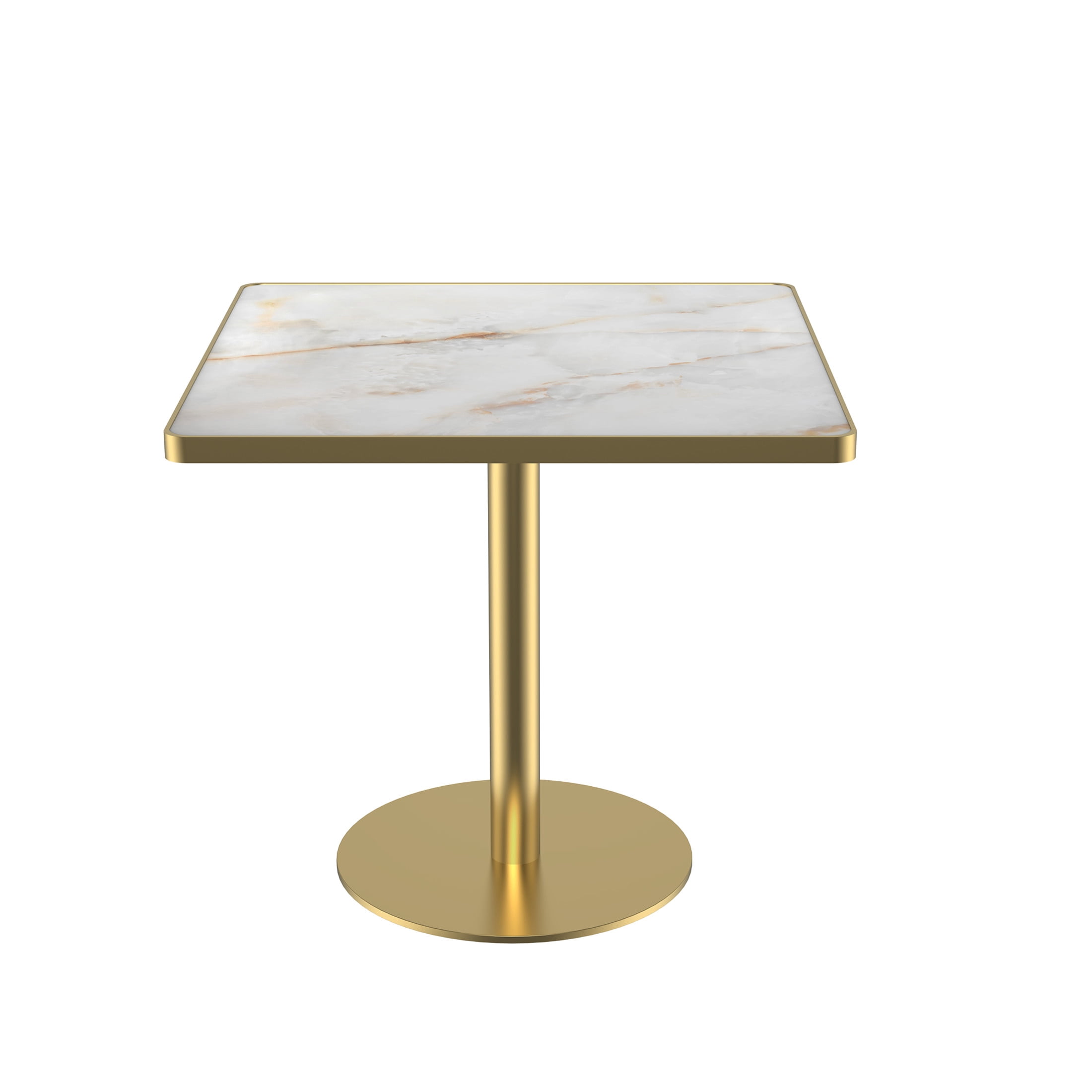 Noble House 31.5" Square Dining Table with Faux Marble Top, Luxury Bistro Table with Stainless Steel Legs, White & Gold