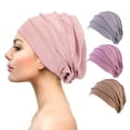 thumbnail image 1 of Gorro turbante elástico para mujer, gorro holgado para dormir, gorro plisado de algodón, gorro de quimioterapia, turbante africano para cabello largo y rizado, 1 of 5