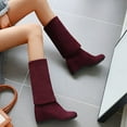 thumbnail image 6 of YLYL Women Wedge Heel Over the Knee Boots Mid Heel Boots Round Toe Slip on Stretch Boots, 6 of 7