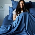 thumbnail image 4 of Rayon from Bamboo Twin XL Sheet Set in Indigo, 4 of 5