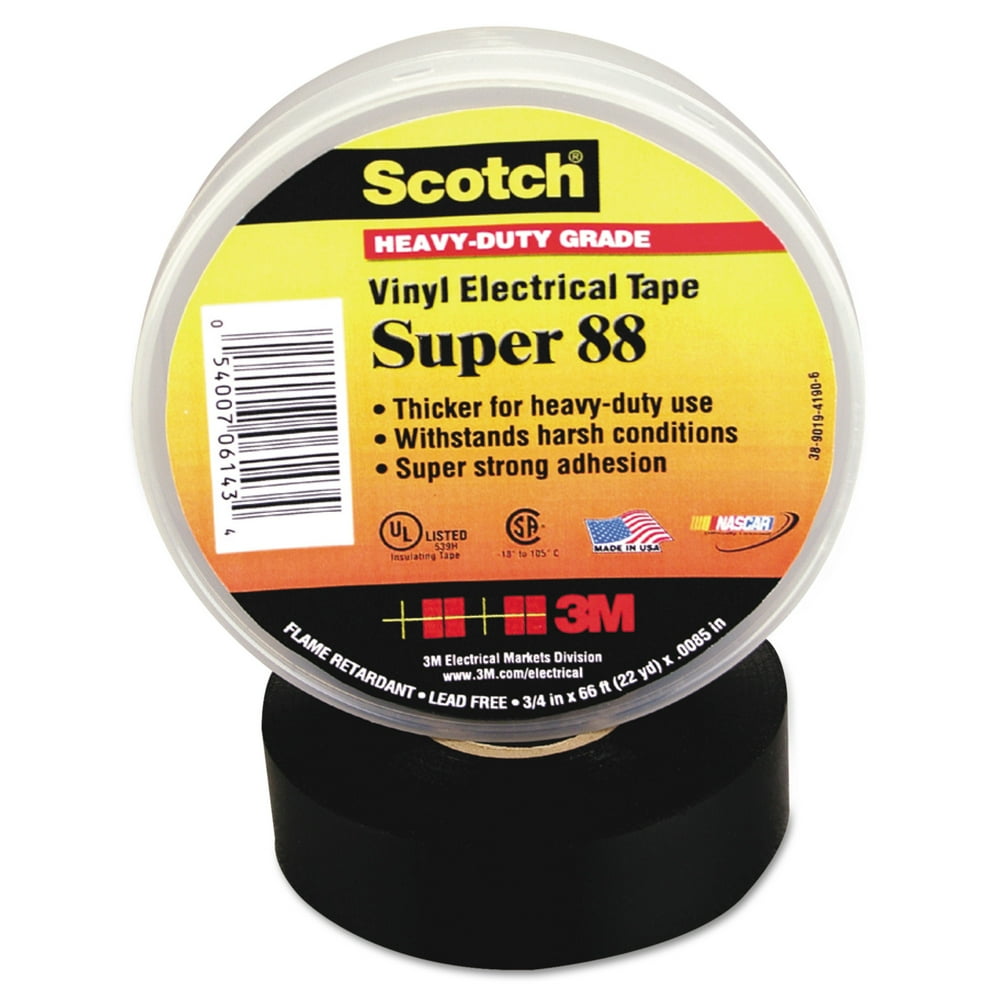 3M Scotch 88 Super Vinyl Electrical Tape, 1.5" x 44 ft, Black MMM10364