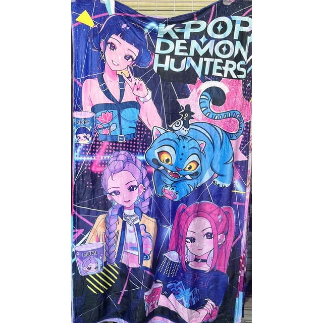 Exclusiva! Cobija Frazada Ultra Suave K-Pop Demon Hunters HUNTRIX Collage Anime