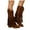Brown, variant on Women's Tassel Wide Mid Calf Western Cowgirl Cowboy Boots Boho Fringe Pointed Toe Heeled Knight Riding Boots