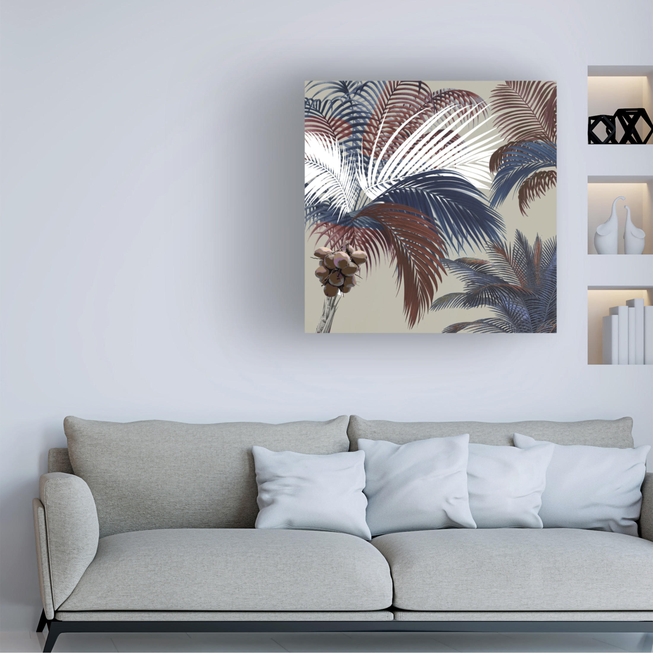 Canvas Wall Art - Sasha 'American Palm' Wall Art for Living Room, Bedroom, or Office Décor by Trademark Fine Art - 14 x 14 Inches
