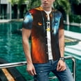 thumbnail image 6 of Lsque Red And Blue Fire Cat Pattern Mens Polo Golf Shirts Funny Graphics Shorts Sleeve Button Shirts Baseball T-shirt-XX-Large, 6 of 7