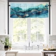 thumbnail image 5 of Marble Turquoise Valances for Windows Gradient Gold Marbling Modern Art Rod Pocket Curtain Valance Window Treatment Short Curtains for Kitchen Living Room, 58"x16", 5 of 5