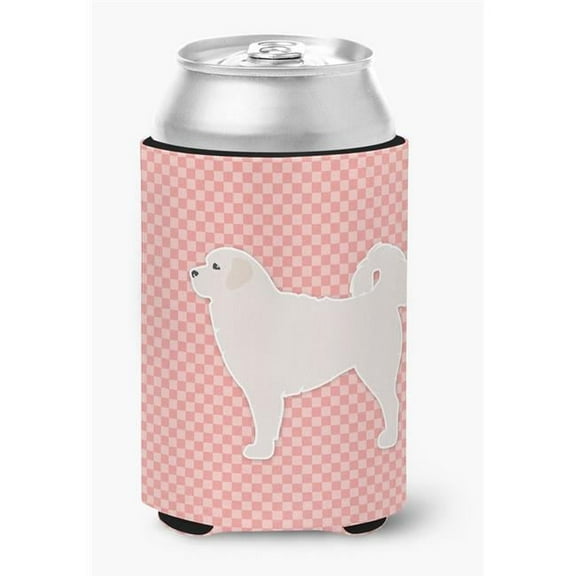 Polish Tatra Sheepdog Checkerboard Pink Can or Bottle Hugger