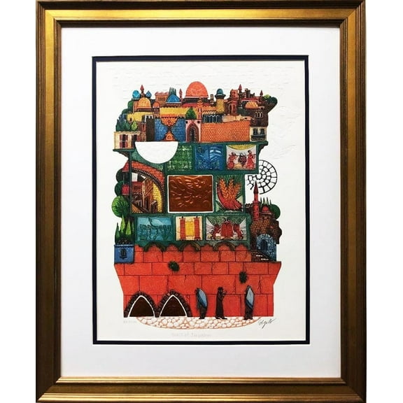 Amram Ebgi "Walls of Jerusalem" FRAMED Signed & # Art Generic