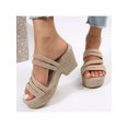 thumbnail image 5 of Frontwalk Ladies Wedge Sandals Backless Slides Strappy Espadrille Sandal Walking Comfort Platform Shoe Womens Slip On Casual Shoes Apricot 8.5, 5 of 9