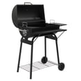 thumbnail image 2 of Alvantor Barrel Charcoal Grill with Warming Rack,Adjustable Fire Grate,Thermometer,Smokestack Vent,Front Table,Wheels,Black, 2 of 11