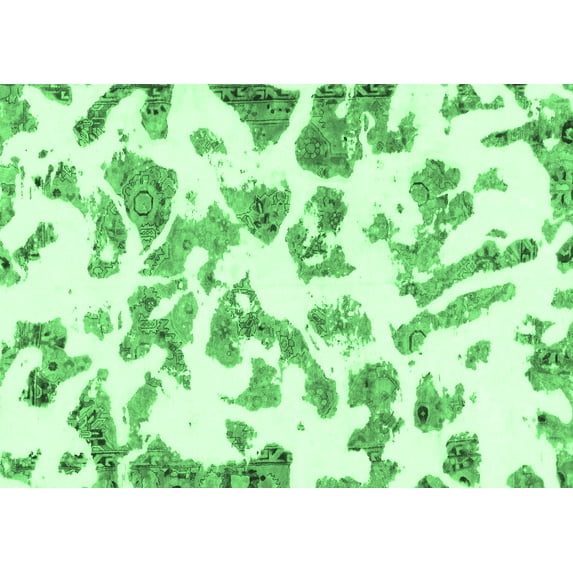Ahgly Company Indoor Rectangle Abstract Emerald Green Modern Area Rugs, 2' x 5'