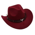 thumbnail image 3 of Segolike Western Cowboy Hat Wide Brim Hat Events Summer Children Fishing Camping Decorative Photo Props Performance Cap Outdoor Cowgirl Hat Disco Hat Red, 3 of 8