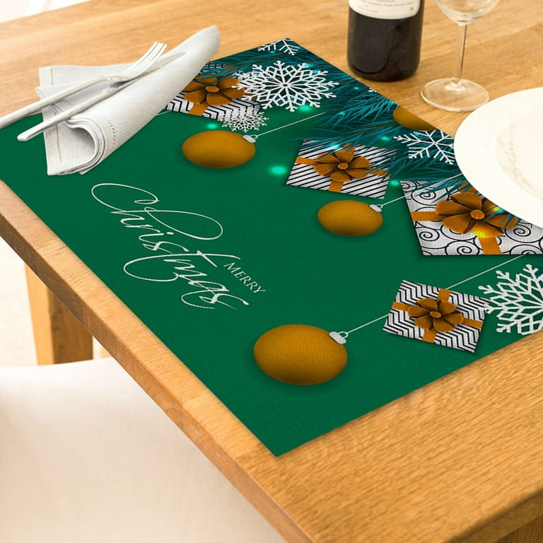 Ktinnead Christmas Placemats, Snowflake Decorations White Gold