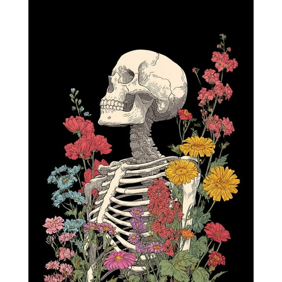 Paint by Numbers for Adults Kids Beginner Blooming Skeleton DIY Acrylic Painting by Numbers Kits with Brushes Acrylic Pigment Home Decoration Gifts 16 x 20 inch
