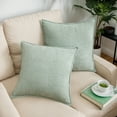 thumbnail image 2 of Unique Bargains Solid Chenille Decorative Throw Pillow Covers Pack of 2 Green 18" x 18", 2 of 5