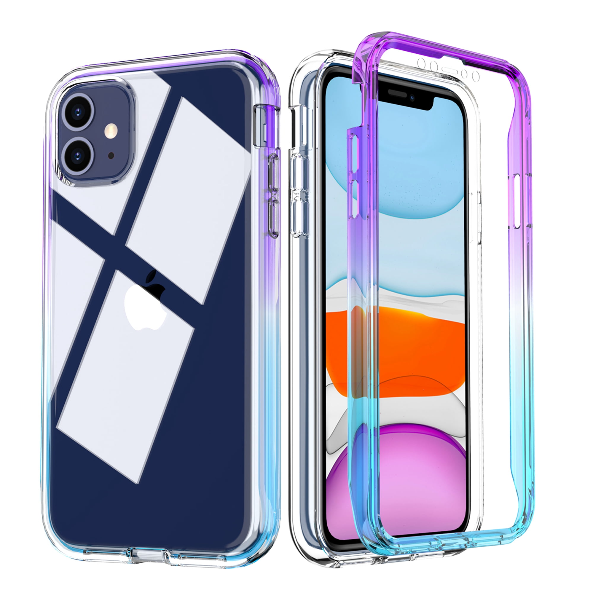 Purple Iphone 11 Clear Case With Screen Protector Dteck Full Body