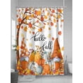 thumbnail image 5 of Orange Gnome Fall Thanksgiving Shower Curtain, Pumpkin Leaf Bathroom Decor Curtains Set with Hooks, White Waterproof Fabric Home Accessories， Stall 48 X 72 Inch, 5 of 6