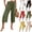 10# Green, variant on Women's Elastic High Waist Wide Leg Capri Pants Cotton Linen Casual Lounge Cropped Pants Lightweight Breathable with Side Pockets Green M