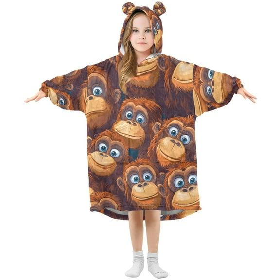 joogoo Wearable Blanket Hoodie for Cartoon Gorillas Oversized Sherpa Hooded 3-14 YR M