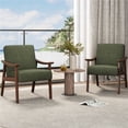 thumbnail image 2 of Yaheetech Set of 2 Mid-Century Modern Corduroy Upholstered Accent Armchairs, Dark Green, 2 of 7