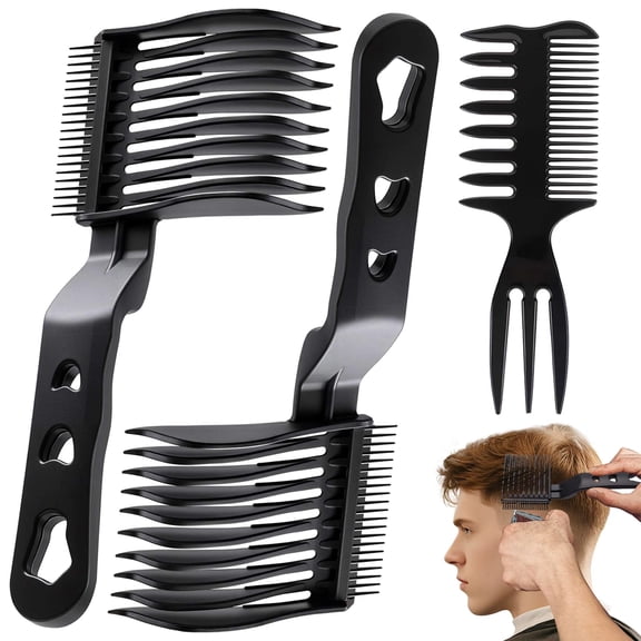 Dihmpor Fade Comb Set Black Professional Barber Combs for Men & Boys, Self Haircutting Tools for Fading & Blending, Salon or Home Use (3PC Balck)