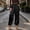 Black, variant on Women's Wide Leg Satin Pants Pleated Joggers Elegant Lantern Pants Beige XL(XL)