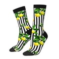thumbnail image 2 of Uemuo Lemons on Striped Pattern Women's Crew Socks, Soft Durable Breathable Moisture-Wicking with Odor Control Cotton socks, 2 of 9