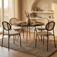 thumbnail image 6 of LeisureMod Modern 5-Piece Round Dining Set with Black MDF Table and 4 Leather Upholstered Chairs, Kitchen & Dining Room Furniture, Taupe, 6 of 9