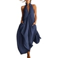 thumbnail image 2 of Favoffer Women's Deep V Neck Jumpsuit Sleeveless Loose Wide Leg Side Pocket Casual One Piece Outfit Fashion Daily Bottom for Party Indoor Leisure, 2 of 5