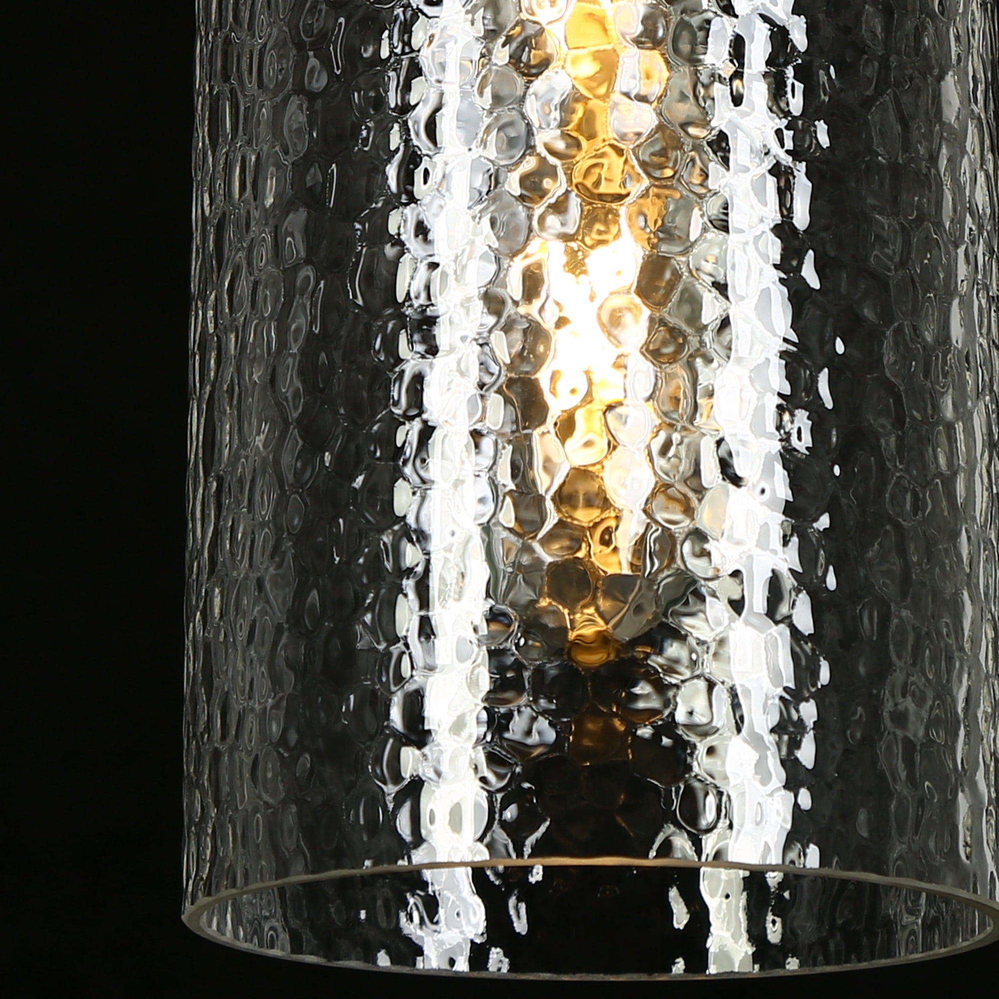 LNC Polished Dark Gold Modern Textured Glass Cylinder LED Mini Hanging Pendant Light