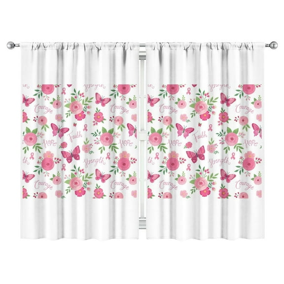 Patterned Butterflies Kitchen Curtains 2 Pack - 52x84 Inch Colorful Cafe Curtains, Rod Pocket Design for Small Windows
