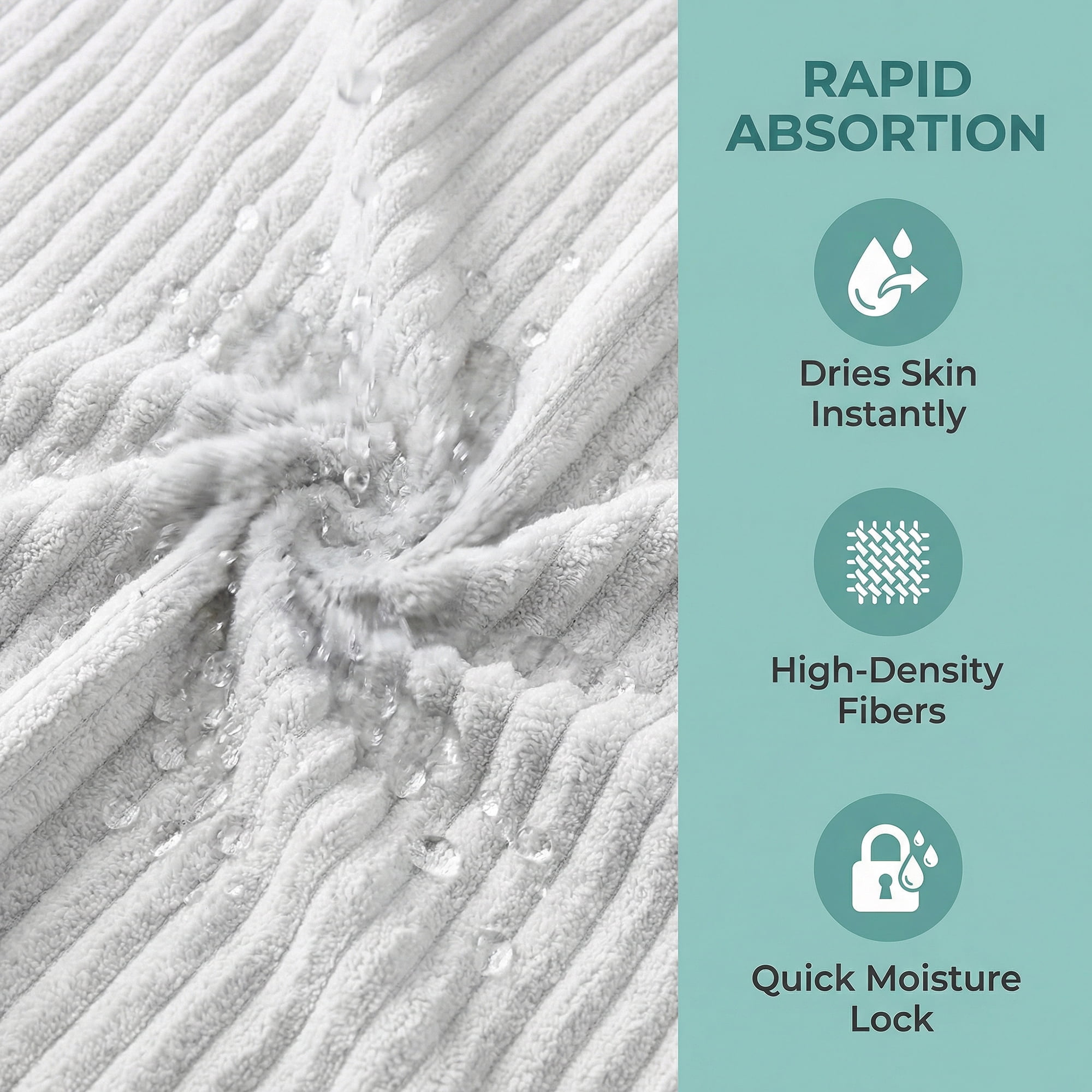 Unique Bargains 2Pcs Soft Super Absorbent Coral Fleece Bath Towel Light Grey/Green 55"x28"