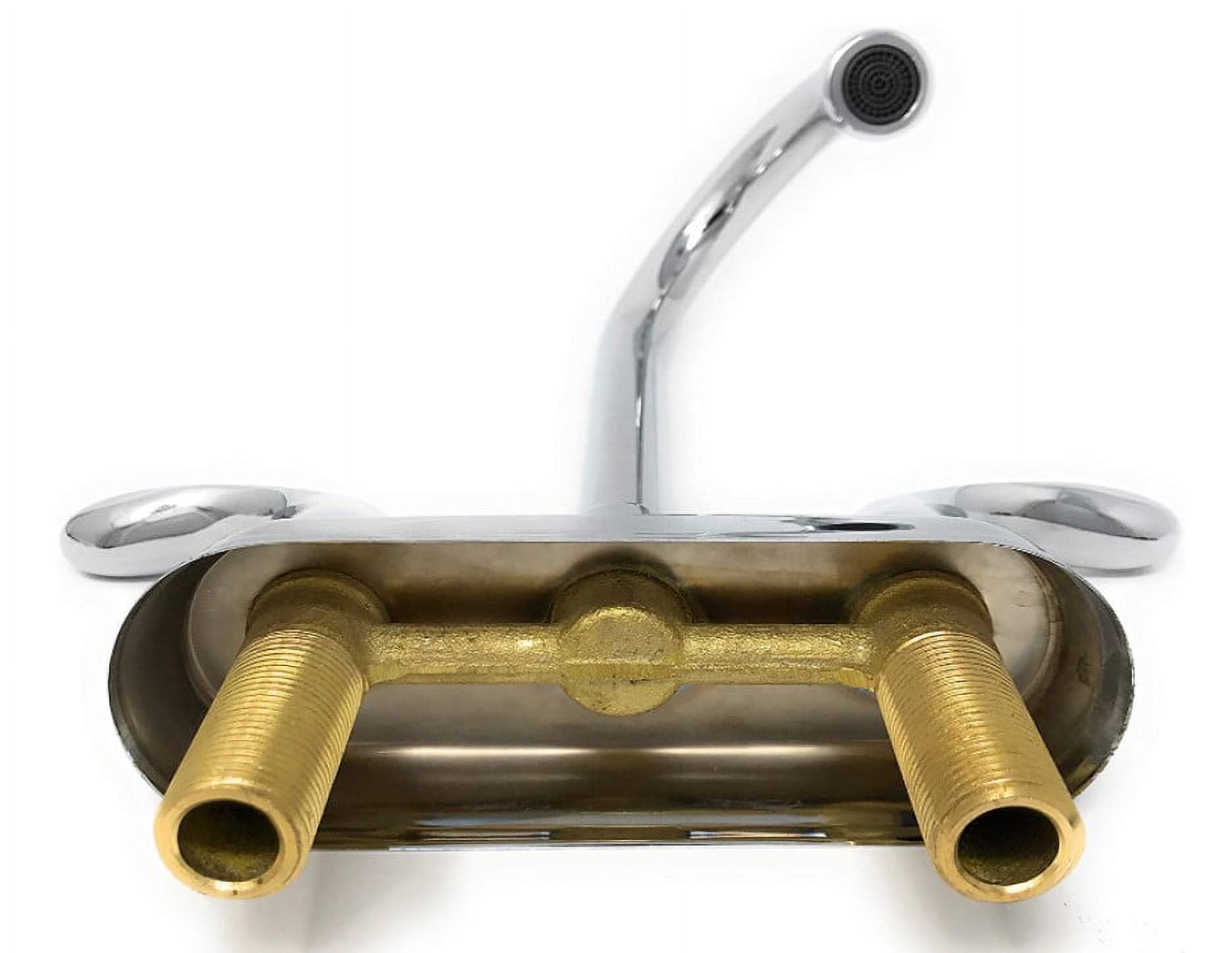 Prep Bar Basin Utility Bathroom Outdoor Sink FAUCET Chrome Double Handle [3421] LEADFREE Brass Tall Spout Hot and Cold (no pop-up) Chrome Finished / Grifo Para Baño Bar Metalico Agua Fria y Caliente