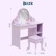 thumbnail image 5 of Yeshouse Espejo iluminado y estantes abiertos Tocador infantil - Mesa de maquillaje de princesa con taburete, cajón y juguetes de imitación, 5 of 8