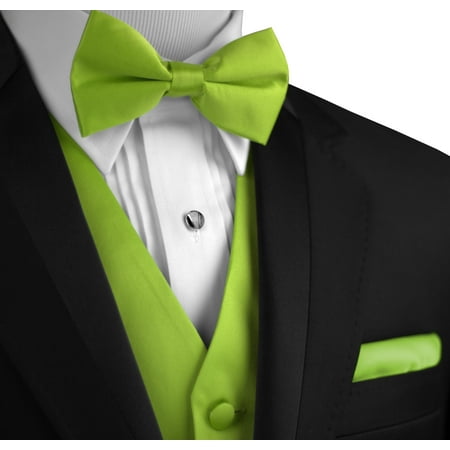 Italian Design, Men's Formal Tuxedo Vest, Bow-Tie & Hankie Set for Prom, Wedding, Cruise in (Best Tuxedo Brands 2019)